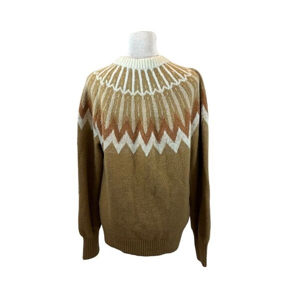 Ladies French‎ Connection Essentials Fair Isle Camel Colored Sweater Size Small - Picture 6 of 9